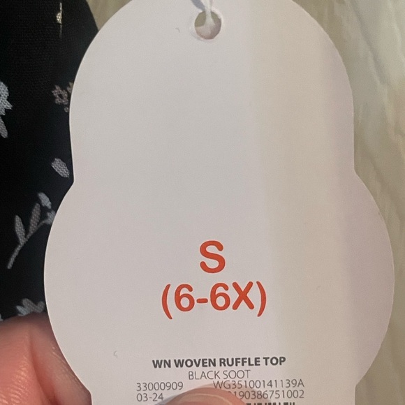 🔴3/$12 Girls Wonder Nation Flower Printed Black and White Woven Ruffle Top! NWT! - Picture 4 of 5